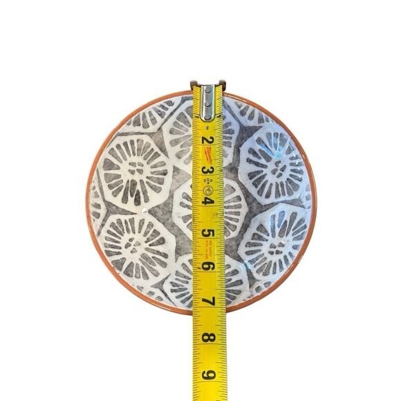 Crate & Barrel NICO  7” Terracotta Geometric Pattern Clay Glazed Soup Plate - Picture 9 of 10